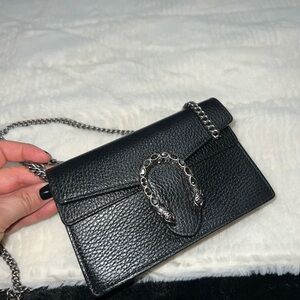 Gucci Black Leather Chain Bag